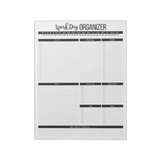 Bloc-note Planificateur de l'organisateur de travail quotidi