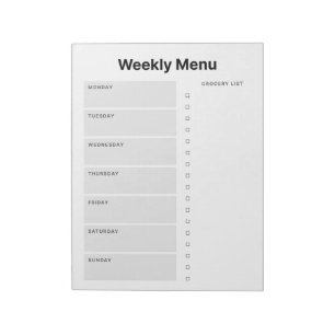 Bloc-note Planificateur de menu hebdomadaire