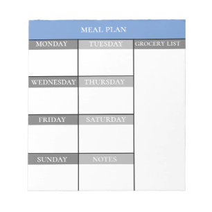 Bloc-note Planificateur de préparation de repas Liste hebdom