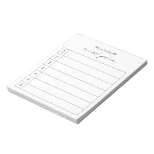 Bloc-note Planificateur De Repas Élégant Noir Et Blanc Simpl