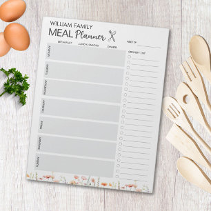 Bloc-note Planificateur de repas et liste de courses Fleur d