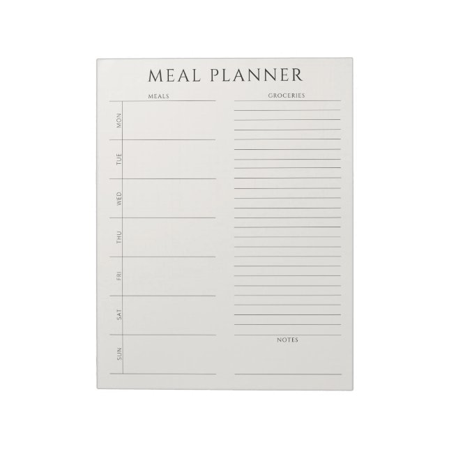 Bloc-note Planificateur de repas familial moderne hebdomadai (Tourné)