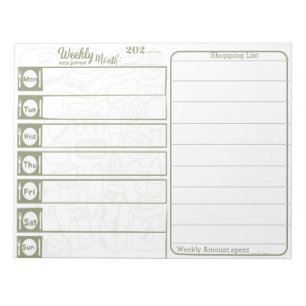 Bloc-note Planificateur de repas hebdomadaire