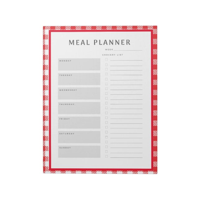 Bloc-note Planificateur de repas hebdomadaire Bordure En vic (Tourné)