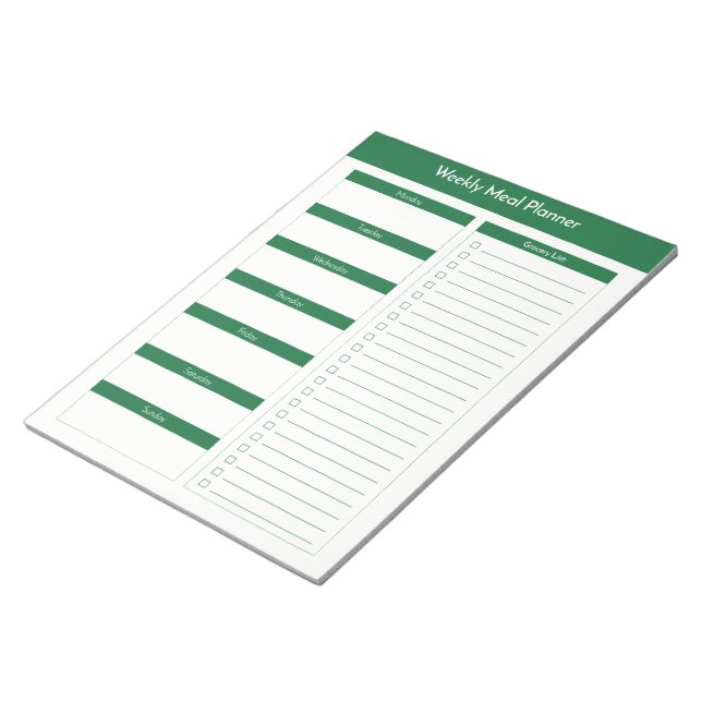 Bloc-note Planificateur de repas hebdomadaire - Hunter Green (Incliné)