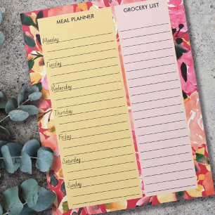 Bloc-note Planificateur de repas & Liste de courses Floral r