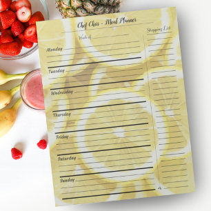 Bloc-note Planificateur de repas moderne citrons et liste d'