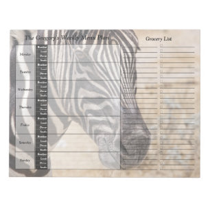 Bloc-note Planificateur de repas personnalisé Zebra Weekly