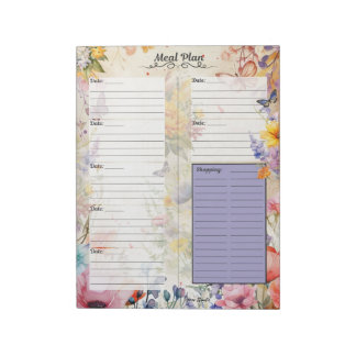Bloc-note Planificateur de repas sur 7 jours Secret Garden B