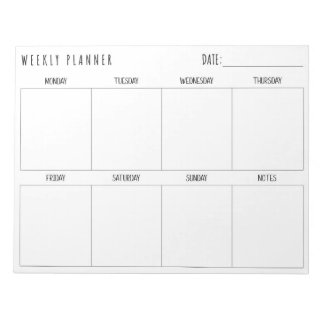 Bloc-note Planificateur hebdomadaire,