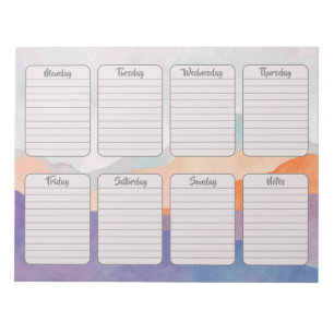 Bloc-note Planificateur hebdomadaire à feuilles détachables 