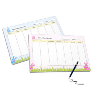 Bloc-note Planificateur hebdomadaire avec lapins roses