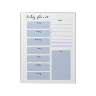 Bloc-note Planificateur hebdomadaire bleu