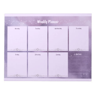 Bloc-note Planificateur hebdomadaire céleste violet - élégan