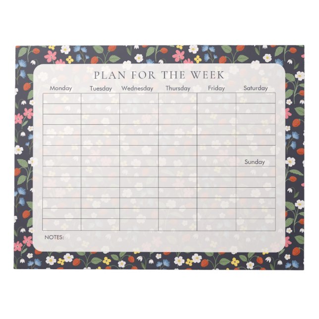 Bloc-note Planificateur hebdomadaire de la campagne de frais (Devant)