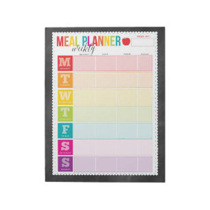 Bloc-note Planificateur Hebdomadaire de Repas Coloré Grand B