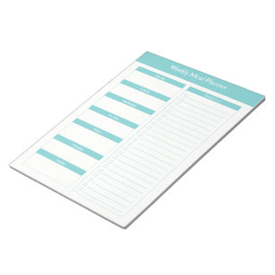 Bloc-note Planificateur hebdomadaire de repas - turquoise