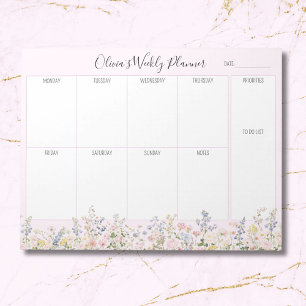 Bloc-note Planificateur Hebdomadaire Fleur Floral Personnali
