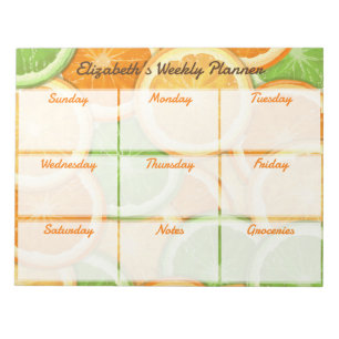 Bloc-note Planificateur hebdomadaire Orange Citron Lime
