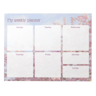 Bloc-note Planificateur hebdomadaire pastel clair d'arbre de