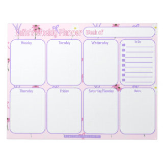 Bloc-note Planificateur hebdomadaire personnalisé | Motif fl