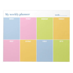 Bloc-note Planificateur Hebdomadaire Personnalisé Pastel Arc