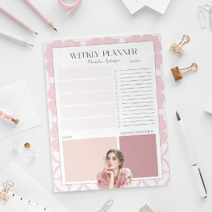 Bloc-note Planificateur hebdomadaire rose joli et féminin