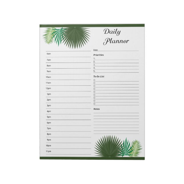 Bloc-note Planificateur horaire quotidien (Tourné)