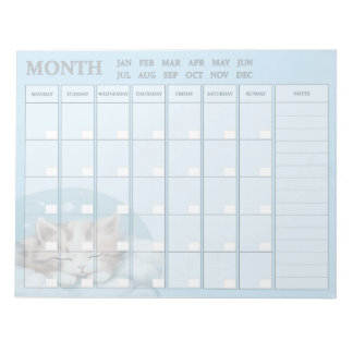 Bloc-note Planificateur mensuel avec Sleepy Kitty