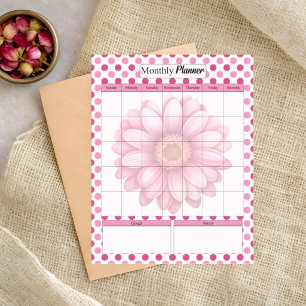 Bloc-note Planificateur mensuel floral rose