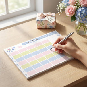 Bloc-note Planificateur mensuel mignon bleu pastel rose 28x2