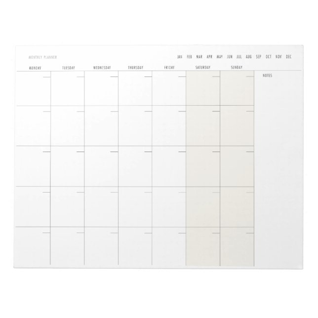 Bloc-note Planificateur mensuel moderne (Devant)