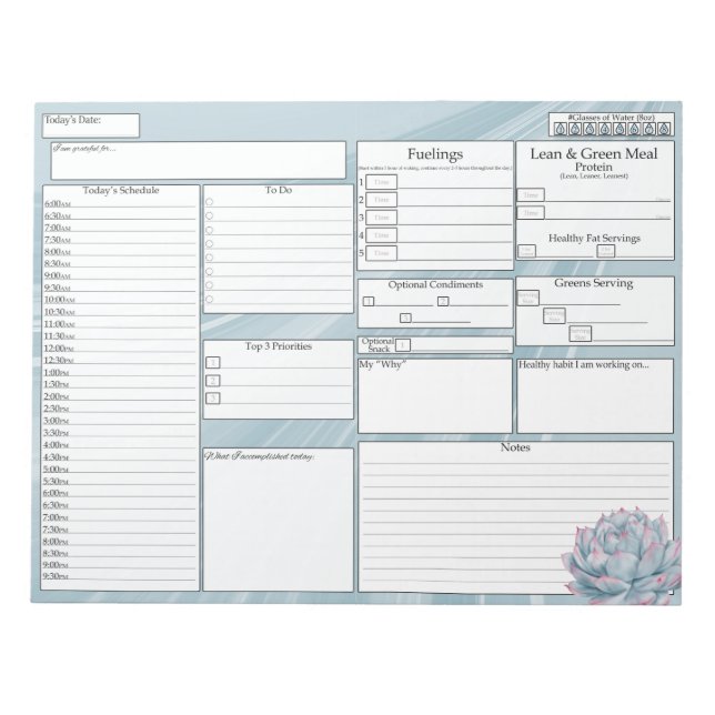 Bloc-note Planificateur quotidien - 5 et 1 Tracker alimentai (Devant)