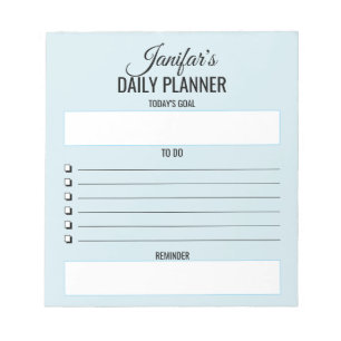 Bloc-note Planificateur quotidien à faire Script Blush bleu 