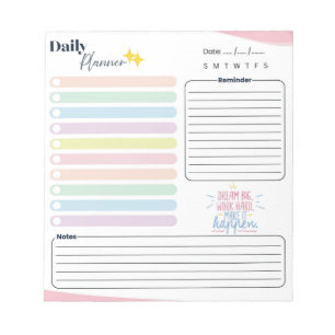 Bloc-note Planificateur quotidien Pastel - Liste de tâches,