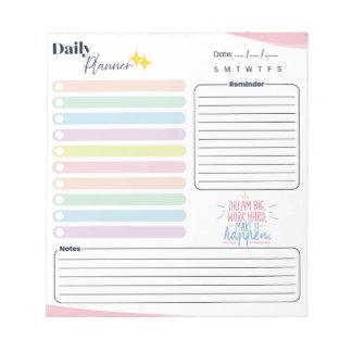 Bloc-note Planificateur quotidien Pastel - Liste de tâches,