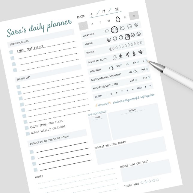 Bloc-note Planificateur quotidien personnalisé Mental & phys (customized daily planners are perfect for keeping track of mental health, physical health )