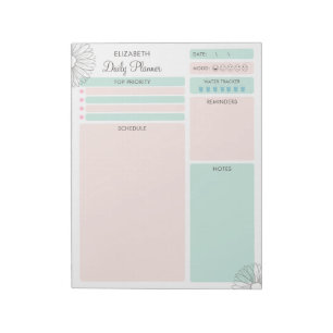 Bloc-note Planificateur quotidien personnalisé rose pastel v