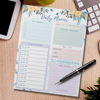 Bloc-note Planificateur quotidien simple élégant fleur multi