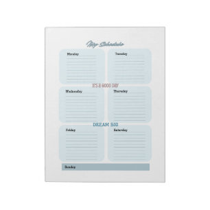 Bloc-note Planification du planificateur bleu hebdomadaire