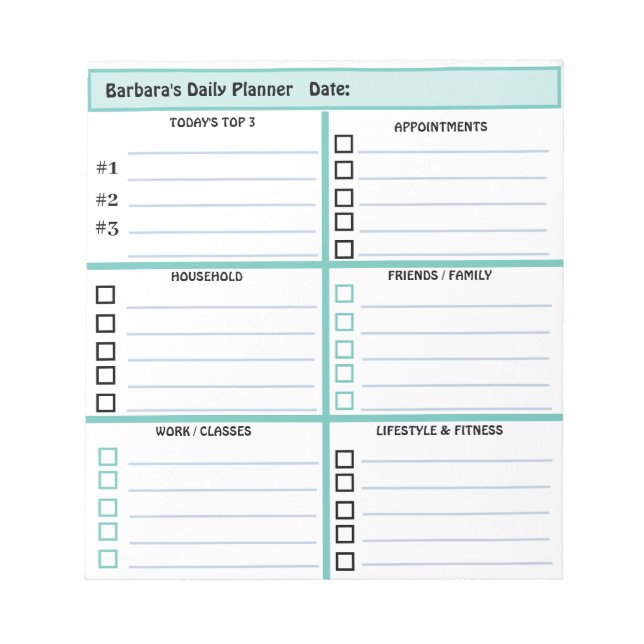 Bloc-note Planneur quotidien Simple Moderne Professionnel (Devant)