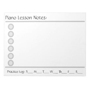 Bloc-note Plaque de notes de leçon de piano