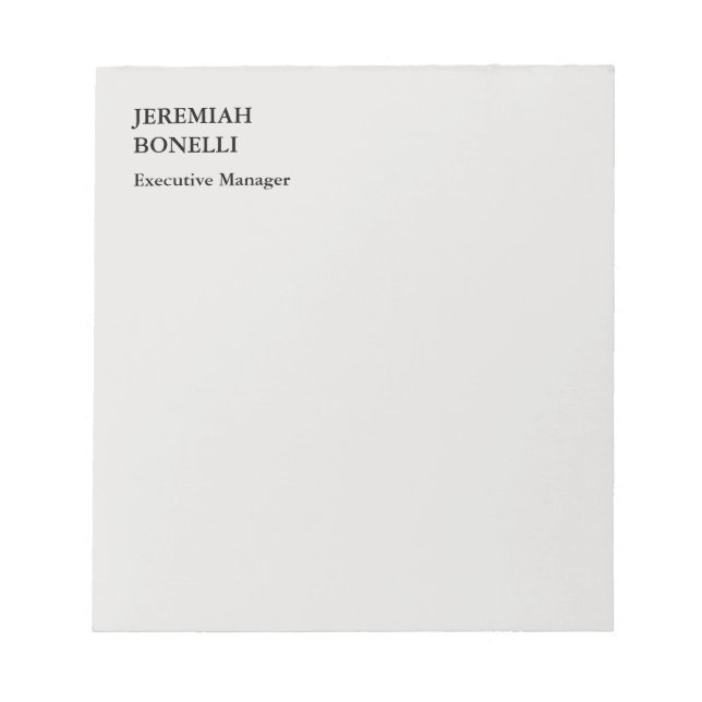 Bloc-note Platine gris minimaliste moderne (Devant)