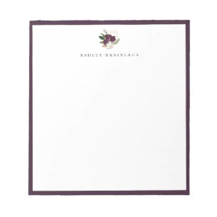 Bloc-note Plum d'ivoire moderne Bouquet de fleurs Cadre pour