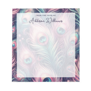 Bloc-note Plumes rose Peacock Nom personnalisé