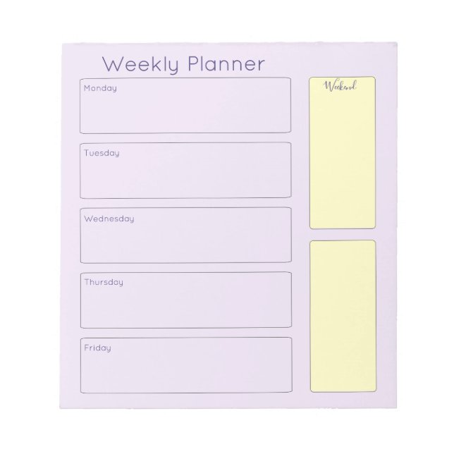 Bloc-note Plutôt Violet Planificateur hebdomadaire (Devant)