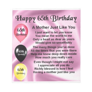 Bloc-note Poème de mère - soixante-cinquième anniversaire