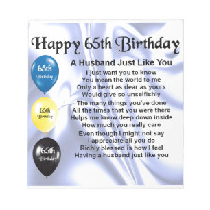 Bloc-note Poème du mari - 65e anniversaire