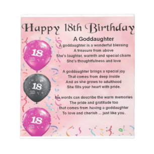 Bloc-note Poème Godgirl - 18ème anniversaire