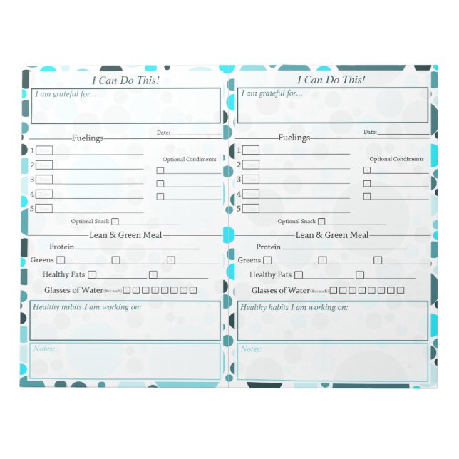 Bloc-note Point Polka turquoise 5-1 Journal alimentaire (Devant)